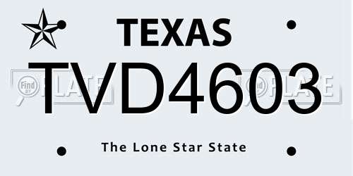 TVD4603 Texas License Plate