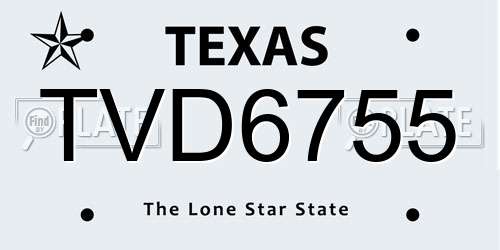 TVD6755 Texas License Plate