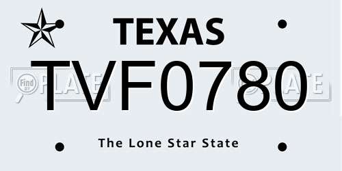 TVF0780 Texas License Plate