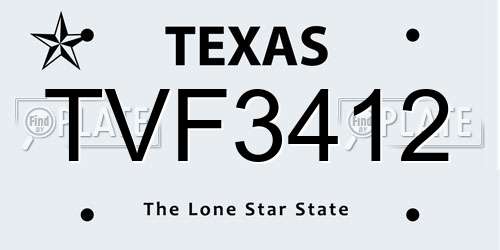TVF3412 Texas License Plate