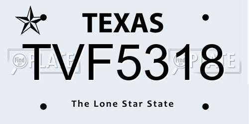 TVF5318 Texas License Plate