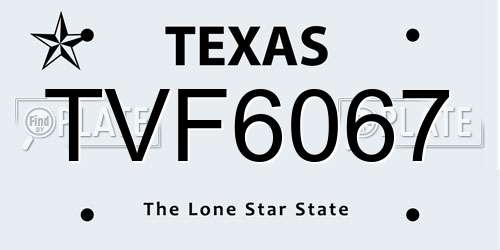 TVF6067 Texas License Plate