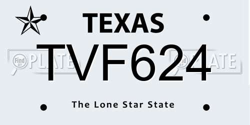 TVF624 Texas License Plate