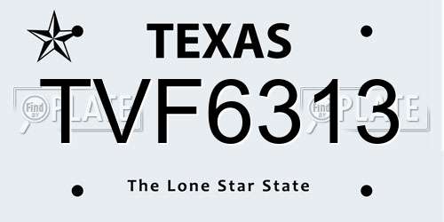 TVF6313 Texas License Plate