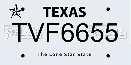 TVF6655 Texas License Plate