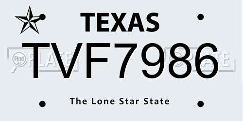 TVF7986 Texas License Plate