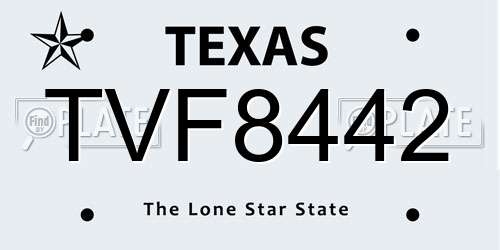 TVF8442 Texas License Plate