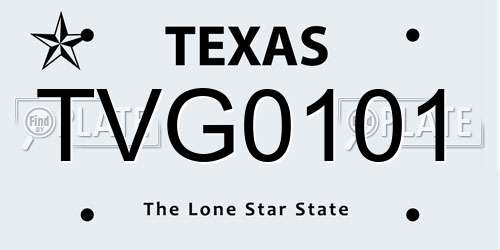 TVG0101 Texas License Plate
