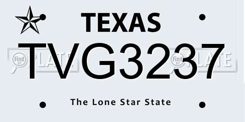 TVG3237 Texas License Plate