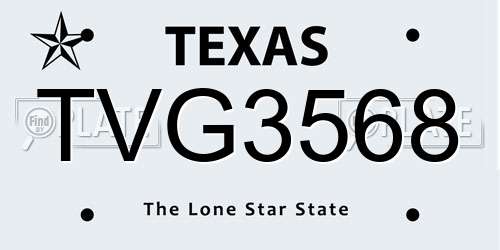 TVG3568 Texas License Plate