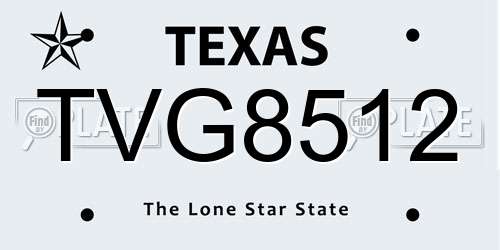 TVG8512 Texas License Plate