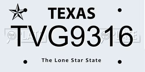 TVG9316 Texas License Plate
