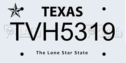 TVH5319 Texas License Plate
