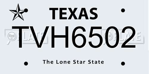 TVH6502 Texas License Plate