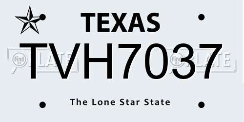 TVH7037 Texas License Plate
