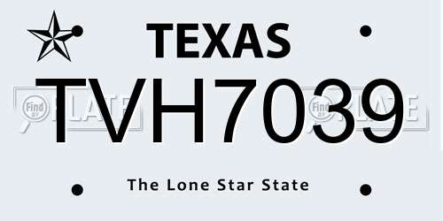 TVH7039 Texas License Plate