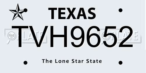 TVH9652 Texas License Plate