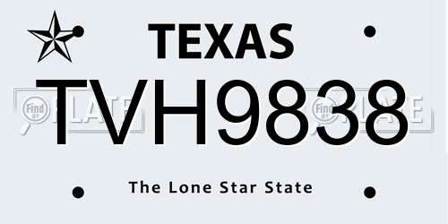 TVH9838 Texas License Plate