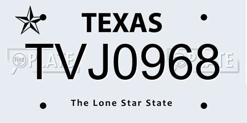 TVJ0968 Texas License Plate