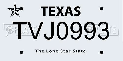 TVJ0993 Texas License Plate