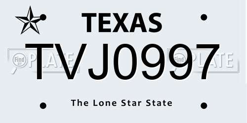 TVJ0997 Texas License Plate