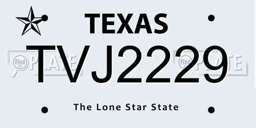 TVJ2229 Texas License Plate