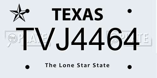 TVJ4464 Texas License Plate