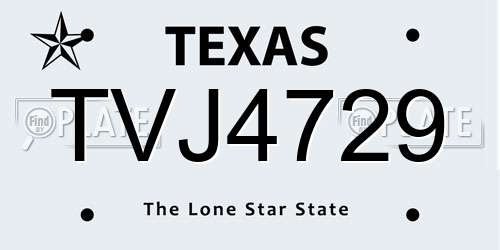 TVJ4729 Texas License Plate
