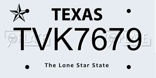 TVK7679 Texas License Plate