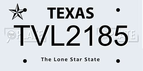 TVL2185 Texas License Plate