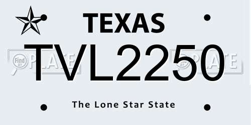 TVL2250 Texas License Plate