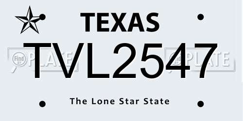 TVL2547 Texas License Plate