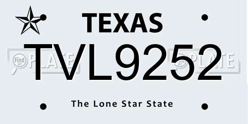 TVL9252 Texas License Plate