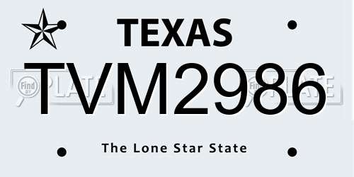 TVM2986 Texas License Plate