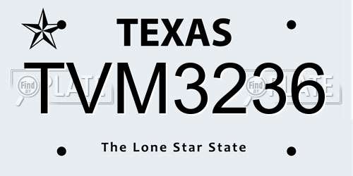 TVM3236 Texas License Plate