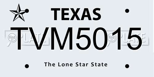 TVM5015 Texas License Plate