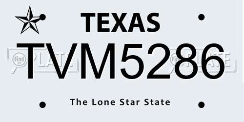 TVM5286 Texas License Plate
