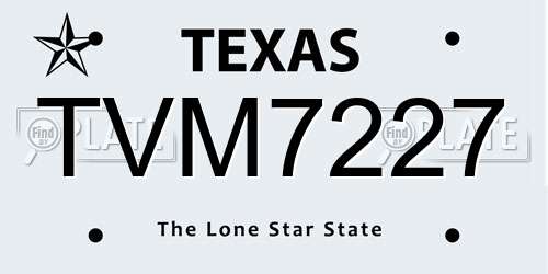 TVM7227 Texas License Plate