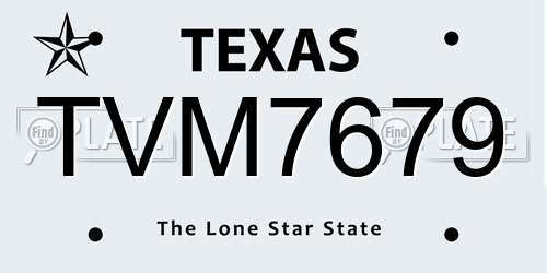 TVM7679 Texas License Plate