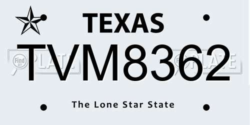 TVM8362 Texas License Plate