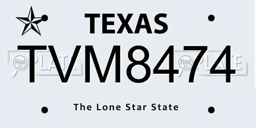TVM8474 Texas License Plate