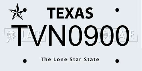 TVN0900 Texas License Plate