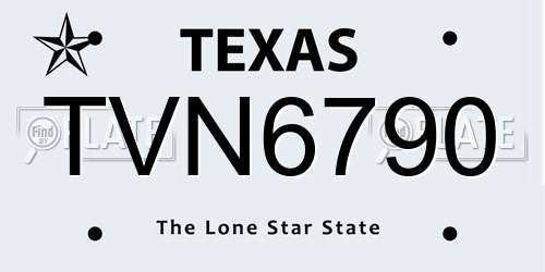 TVN6790 Texas License Plate