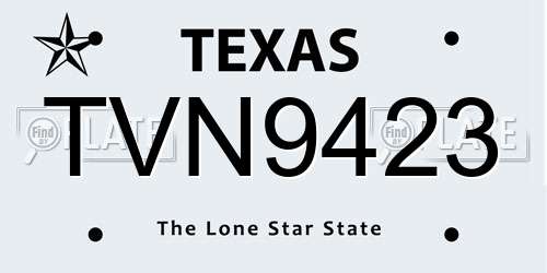 TVN9423 Texas License Plate