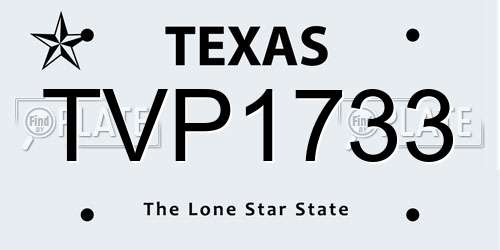 TVP1733 Texas License Plate