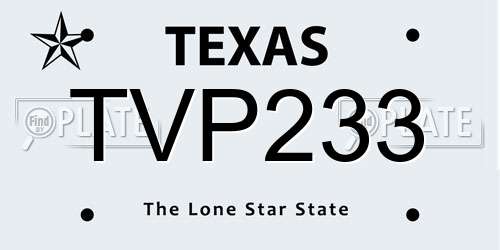 TVP233 Texas License Plate