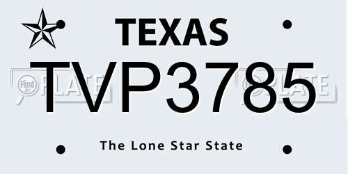 TVP3785 Texas License Plate