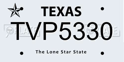 TVP5330 Texas License Plate