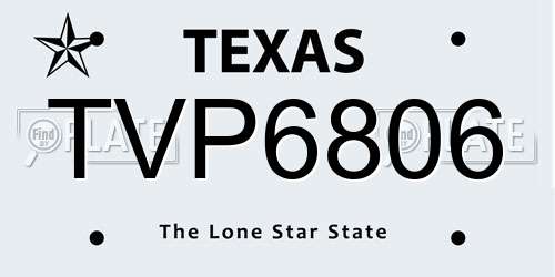 TVP6806 Texas License Plate