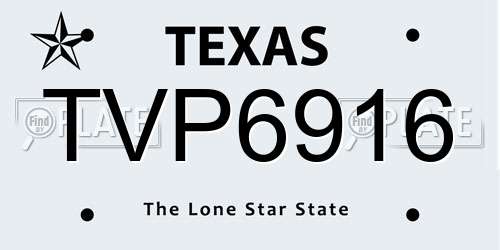 TVP6916 Texas License Plate